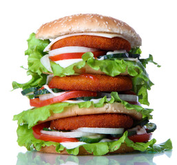 Huge burger, isolated on white