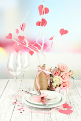 Romantic holiday table setting, close up