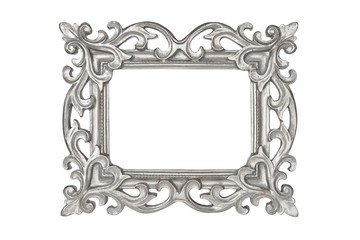 Silver picture frame over white with clipping path
