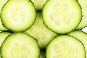 Slices of fresh cucumber, close up