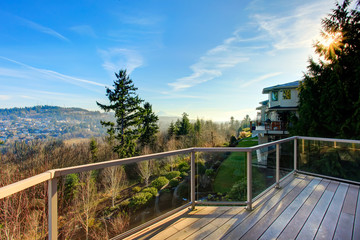Amazing summer view from a walkout wood deck