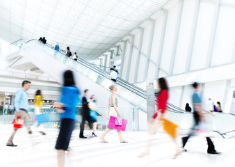 Motion Blurred People in the Shopping Mall