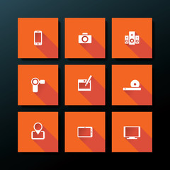 Vector flat media icon set