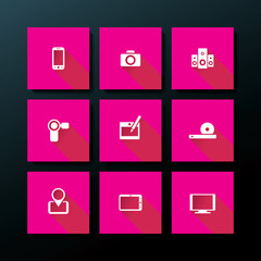 Vector flat media icon set