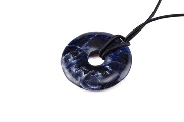 Sodalite stone donut on leather string