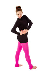 portrait of girl on a white background in dance pose