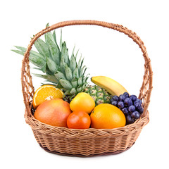 fruits  in a wicker basket