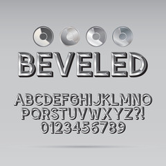 Steel Beveled Outline Font and Digit, Eps 10 Vector, Editable fo