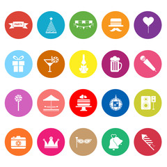 Party time flat icons on white background