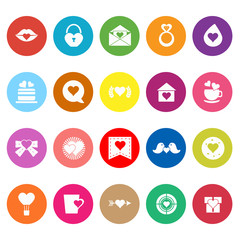 Heart element flat icons on white background