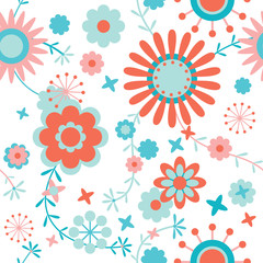 Fototapeta na wymiar Colorful floral seamless pattern
