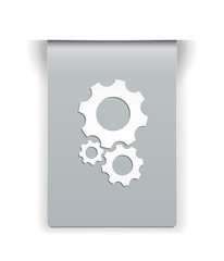 the glossy label with cogwheel icon