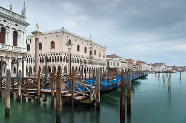 S.Marco Canal view with gondolas in winter