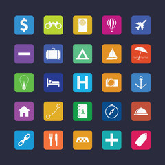 Flat travel icon set