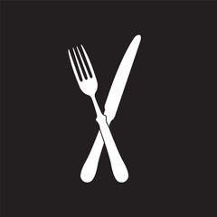 crossed fork over knife - vector