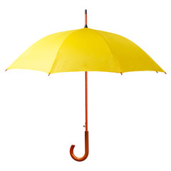 Yellow umbrella isolated on white background