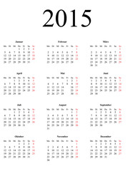 Calendar for 2015 on white background - vector