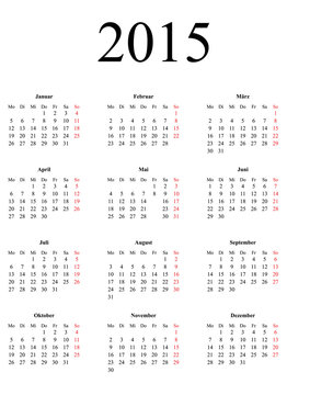Calendar for 2015 on white background - vector