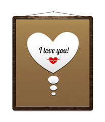 Board in a wooden frame with congratulation