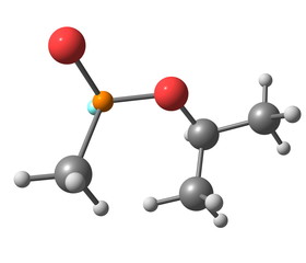 Obraz premium Molecular structure of sarin on white