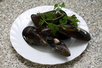 mussels on dish