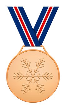 Medal with blue red white ribbon for Winter games