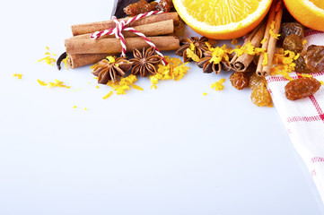 Slices of dried Orange with cinnamon clove and anise