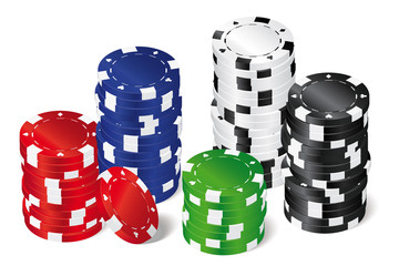 Poker Gambling Chips Stacks isolated