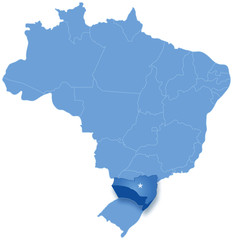 Map of Brazil where Santa Catarina is pulled out