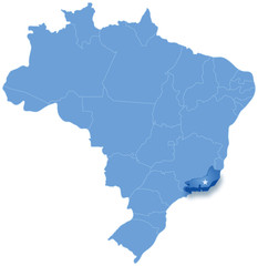 Map of Brazil where Rio de Janeiro is pulled out