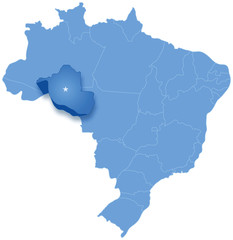 Map of Brazil where Rondonia is pulled out