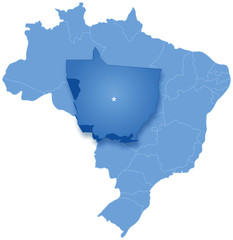 Map of Brazil where Mato Grosso is pulled out