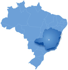 Fototapeta premium Map of Brazil where Minas Gerais is pulled out