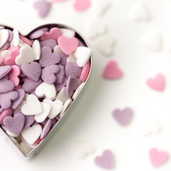 Heart shaped candy sweets for cake decorating