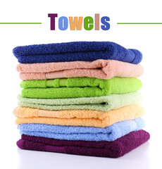 Colorful towels isolated on white