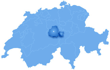 Map of Switzerland where Obwalden is pulled out