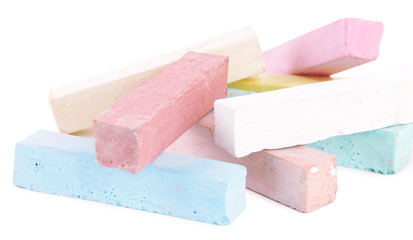 Chalks in variety of colors, isolated on white
