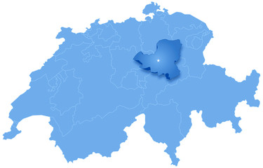 Map of Switzerland where Schwyz is pulled out