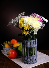 Beautiful chrysanthemum flowers in vase