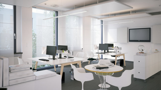 small office - kleines, schickes Büro in weiß