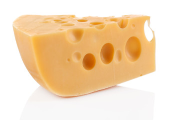 Piece of cheese, isolated on white
