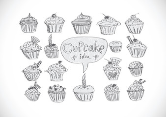 colorful delicious cupcakes vector illustration