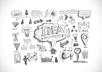 hand doodle Business icon idea
