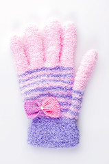 Women purple gloves isolated on white background