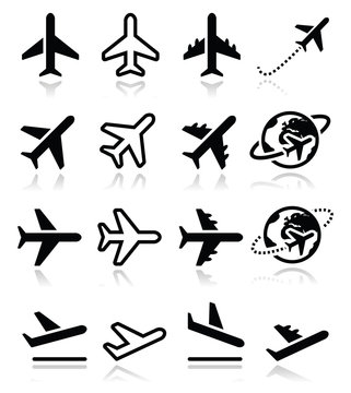 Plane, flight, airport  icons set