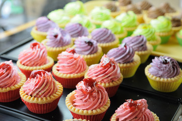 Colorful tarts selling in shop