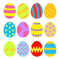 Easter eggs colorful set. Isolated.