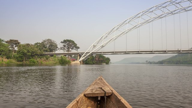 Canoe ride from tropical island in Ghana, Africa