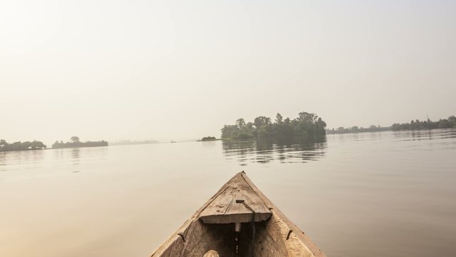 Canoe ride from tropical island in Ghana, Africa