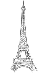 vector sketch illustration - Eiffel Tower
